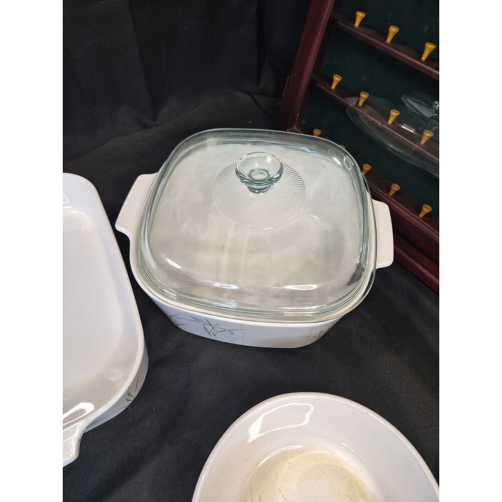 Corning Ware Shadow Iris Casserole Dishes Set Of 5 Dishes With 3 LIDS = 8 Pieces - Picture 7 of 16